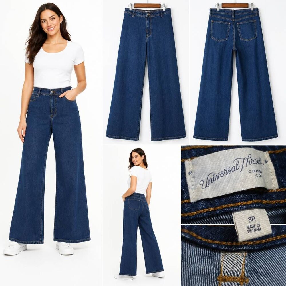 Universal Thread Sailor Wide Leg Jeans Size 8R Blue